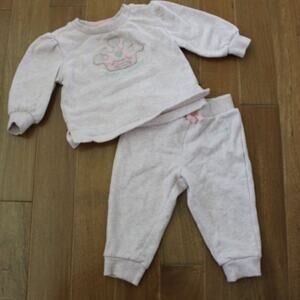 Juicy Couture Baby Sweatsuit Sweatshirt Sweat Pants Pink Green Y2K 12 Month
